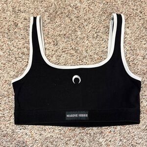MARINE SERRE // BLACK CROPPED TANK TOP